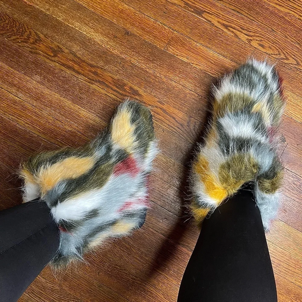 Multicolor Faux Fur Boots